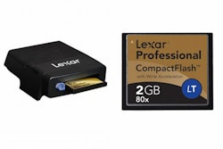 The LockTight media can only be read by the proprietary LockTight card reader. The reader intefaces with the PC via FireWire. Lexar LockTight CompactFlash cards are signified by the 'Lt' logo. The cards are professional-quality digital media, so they're not cheap.