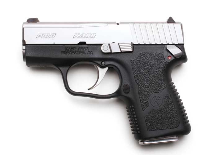 Kahr's new PM9 compact pistols feature loaded chamber indicators and external safeties.