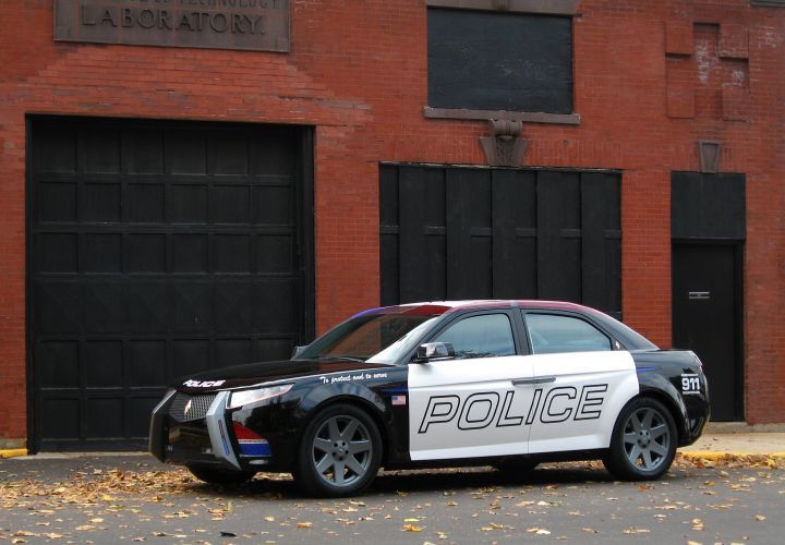 Carbon Motors' E7 patrol car offers features designed for police work. Photo courtesy of Carbon Motors.