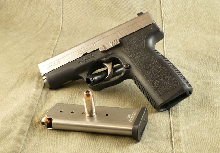 Kahr Arms Model P45, double-action, semi-auto pistol. Image via Jag7720 (Wikimedia).