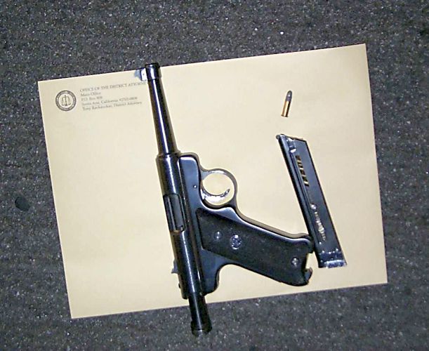 Semi-automatic handgun seized by police from an Asian Boyz home invasion suspect.