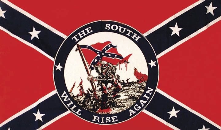 White supremacist symbols, like the one, often incorporate Confederate flags