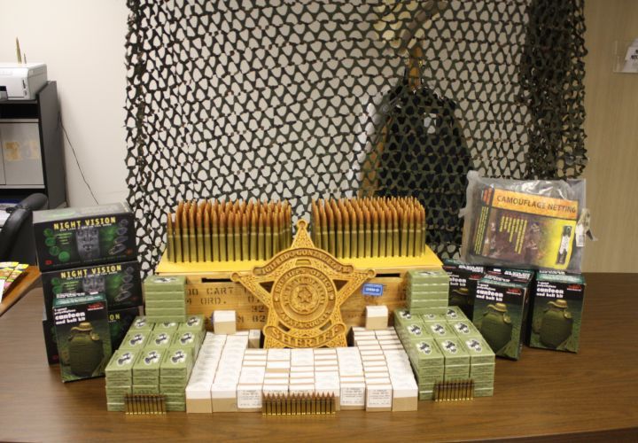 In a recent seizure, Zapata County Sheriff deputies confiscated 3,500 AK-47 rounds and 320 military issue .50 caliber machine-gun rounds. Photo courtesy of Richard Valdemar.