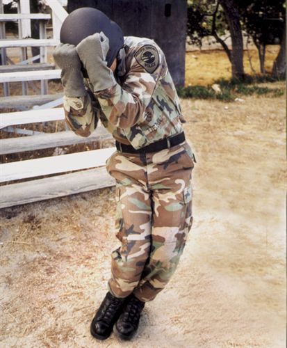 Upon impact, your body should be in the PFL position so you can roll safely on your side.