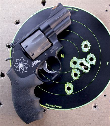 This group at 25 yards (with Federal .38 Special wadcutters) measured a tidy 21/2 inches until the author pulled that lonely shot at the bottom.