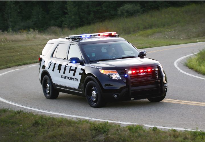 The Ford Police Interceptor SUV is equipped with a 3.5-liter V6 engine. This Ti-VCT engine is rated to deliver at least 280 hp and can operate on E85 fuel. Photo courtesy of Ford Motor Co.