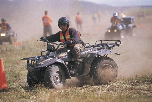While it looks like the sort of move you’d think typical of recreational ATV riders, this slide stop is one of the more advanced skills taught in SSI’s ATV Police Patrol Operations Course. From here, the officer can perform a tactical dismount, simultaneously drawing his sidearm and using his ATV as cover, keeping it between himself and a suspect.