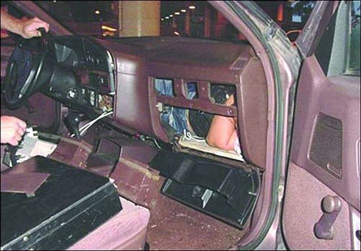 Smugglers use vehicle 'traps' to transport undocumented aliens. Photo courtesy of FBI.