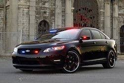 Ford produced a 'stealth' version of its 2012 Police Interceptor as a show (not production) vehicle. Photo courtesy of Ford Motor Co.