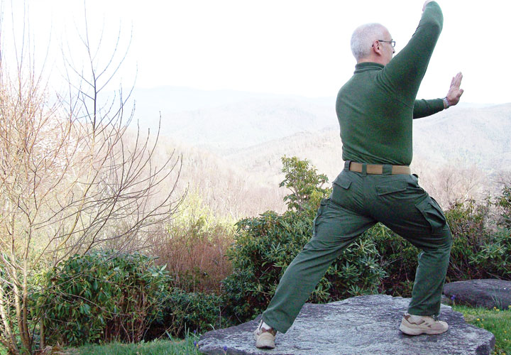 The author practices Qigong in a natural setting. Photo: Amaury Murgado.