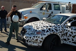 An EVOC driver with the L.A. County Sheriff's Department prepares to test the Ford P.I. prototype. Photo: Paul Clinton.