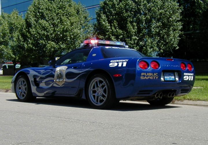 Bloomfield Hills (Mich.) Police Department uses a blue Chevrolet Corvette for parades and other warm-weather events.