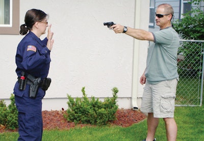 If you tell a suspect with his hands in his pockets, 'Show me your hands,' he could draw a gun too quickly for you to react. Photo: Howard Webb.