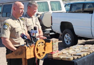 Pinal County Sheriff Paul Babeu (left) and Chief Deputy Steve Henry announce the seizure of $1.55 million of narcotics. Photo: PCSO