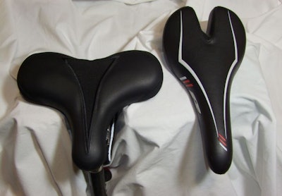 RideOut Technologies' Storm Quest (left) and Comfort Carbon saddles. Photo: Scott Smith