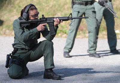 Spokeswoman Aysha Webb wearing BlackHawk's new women's line of tactical pants and top. Photo: BlackHawk