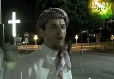 Screnshot of Sami Osmakac appearing in an online video espousing his extremist beliefs.