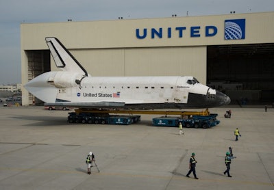 NASA's Endeavour arrives at LAX to began its final 12-mile journey on city streets today to the California Science Center. CC_Flickr: nasahqphoto