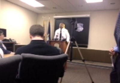 Southfield Police Chief Eric Hawkins addresses the media on Monday. Screenshot via MLive.com