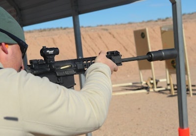 SIG's SD .308 supressor mounted to the SIG716 Precision rifle. Photo: Mark W. Clark