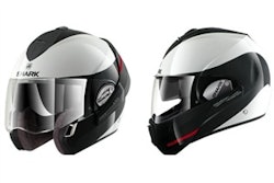 The Shark Evoline modular helmet offers greater protection than a three-quarter helmet. Photo via Shark.