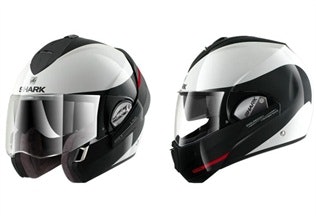 The Shark Evoline modular helmet offers greater protection than a three-quarter helmet. Photo via Shark.
