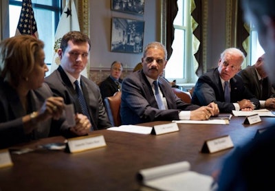 Attorney General Eric Holder and Vice President Joe Biden meet with victims' rights groups. Photo: David Lienemann/White House