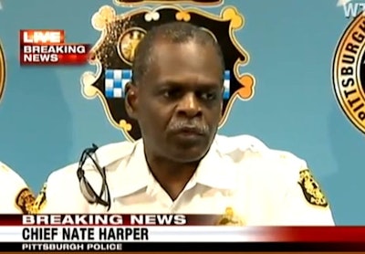 Chief Nate Harper addresses the media in September. Screenshot via WTAE.