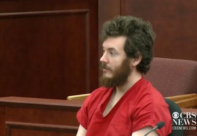 James Holmes pleads not guilty at a March 12 arraignment hearing. Screenshot via CBS News.