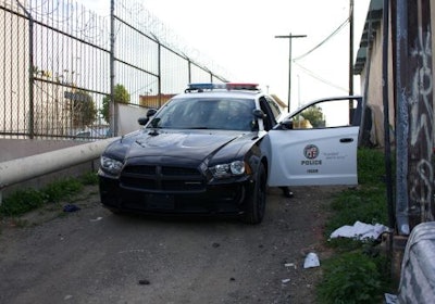 LAPD Rampart's SPU tests new equipment such as a V-8 Dodge Charger. Photo by Blake Bobit.