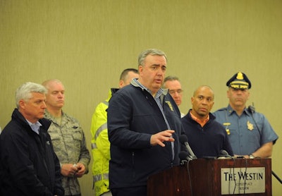Boston Police Commissioner Ed Davis briefs the media on April 15 about the Boston Marathon bombings. Photo via Michael Cummo/Wikimedia.