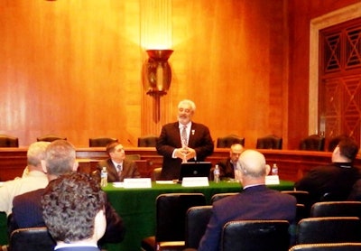 Richard Valdemar speaks in the U.S. Senate offices about Senate Bill 744 in April. Photo courtesy of Richard Valdemar.