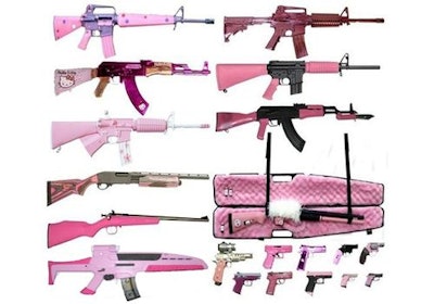 Photo of real guns painted pink to look like toy guns via LAPPL.