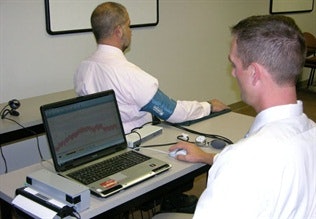Sgt. Ryan Andresen conducts a polygraph examination. Photos courtesy of the SOMU.