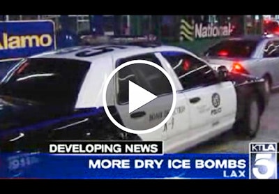 Officers of the Los Angeles Police Department were dispatched to a second dr ice bombing incident Monday night.