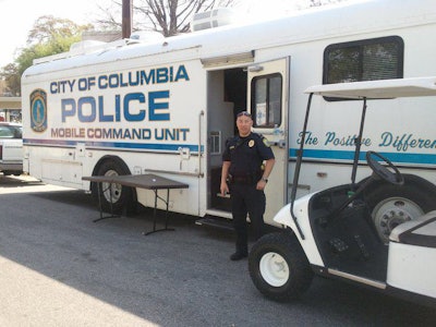 Chief Ruben Santiago with the Columbia PD's mobile command vehicle. (Photo from Facebook)