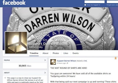 A Facebook page supporting Officer Darren Wilson of the Ferguson PD. (Photo: Ferguson PD)