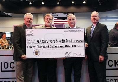 Pictured L to R: John O'Rourke, retired DEA Special Agent; Bob Radecki, Glock National Sales Manager; Richard Crock, Chairman; and Michael McManamon, board member Photo: Fred Mastison