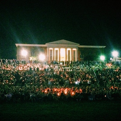 Students gather at the University of Virginia for a candlelight vigil for missing student Hannah Graham. Photo: UVa Facebook page