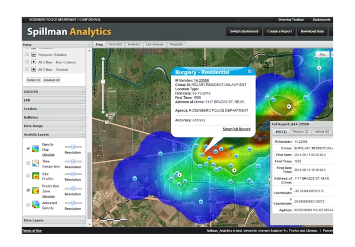 Fully integrated, mapbased analytics From Spillman Technologies