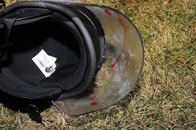 Riot gear worn by officer shot early Thursday in Ferguson. (Photo: St. Louis County PD)