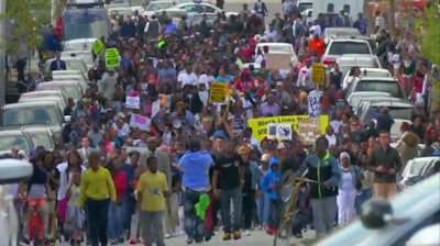 Protests over the in-custody death of Freddie Gray are expected to continue Thursday. (Photo: Screen Shot from Baltimore Sun video)