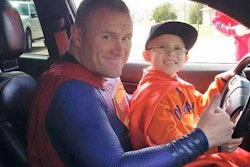 Dallas officer Damon Cole drove 11 hours to play Superman for 7-year-old Bryce Schottel. (Photo: Damon Cole)