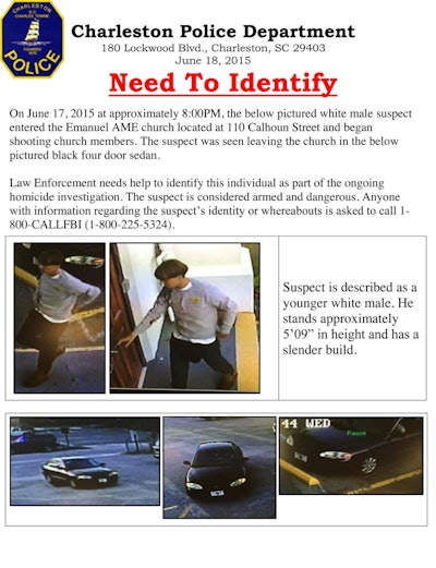 Charleston police have released these photos of the suspect and his vehicle.