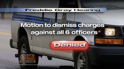 The judge denied a motion to dismiss the charges against the Baltimore officers. (Photo: WJZ screen shot)