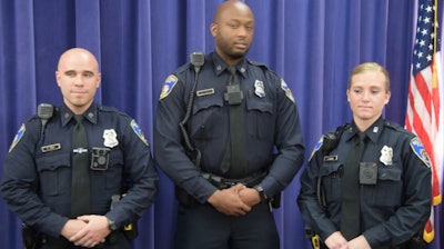 Baltimore officers show body-worn cameras at press conference. (Photo: screen shot from Baltimore Sun video)