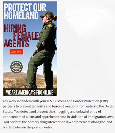 Ad from the Border Patrol's female agent recruiting campaign.