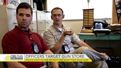 Officers Bryan Norberg and Graham Kunisch were awarded nearly $6 million in their lawsuit against a Milwaukee gun store. Appeals are expected. (Photo: CBS screenshot)