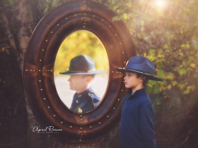 April Reeves produced this image of 9-year-old Ethan Vincent reflecting on his father, fallen Louisiana State Trooper Steven Vincent. (Photo: April Reeves via Facebook)