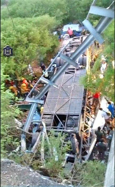 A bus carrying dozens of Argentine police officers plunged off of a bridge killing at least 41 Monday. (Photo: uncredited from NBC News)